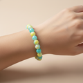White, Blue, and Yellow Elastic Bracelet – product view 1 by LV Homemade