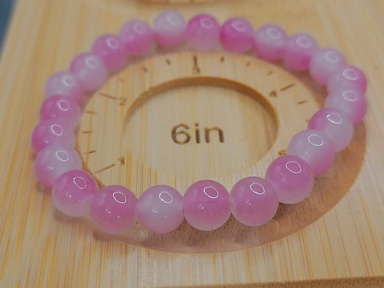 White and Pink Elastic Bracelet – product view 2 by LV Homemade
