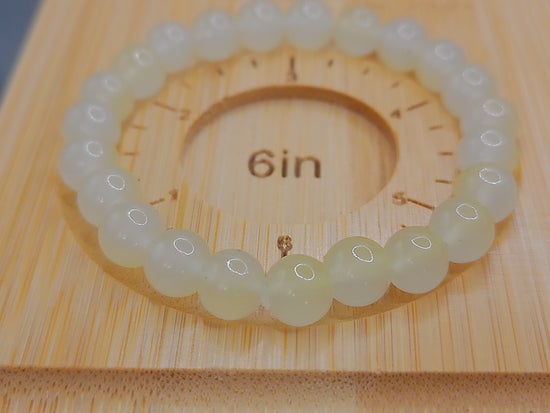 Yellow and White Elastic Bracelet – product view 2 by LV Homemade