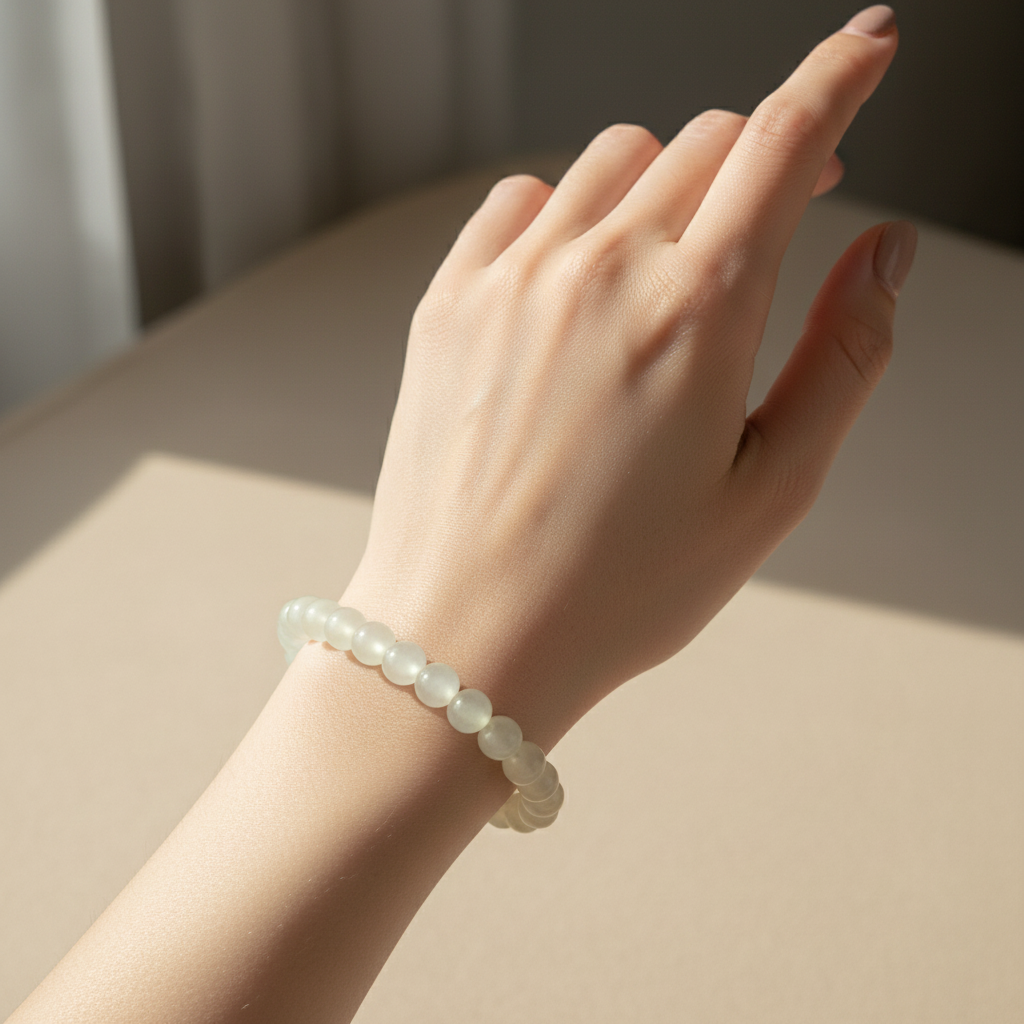 Yellow and White Elastic Bracelet – product view 1 by LV Homemade