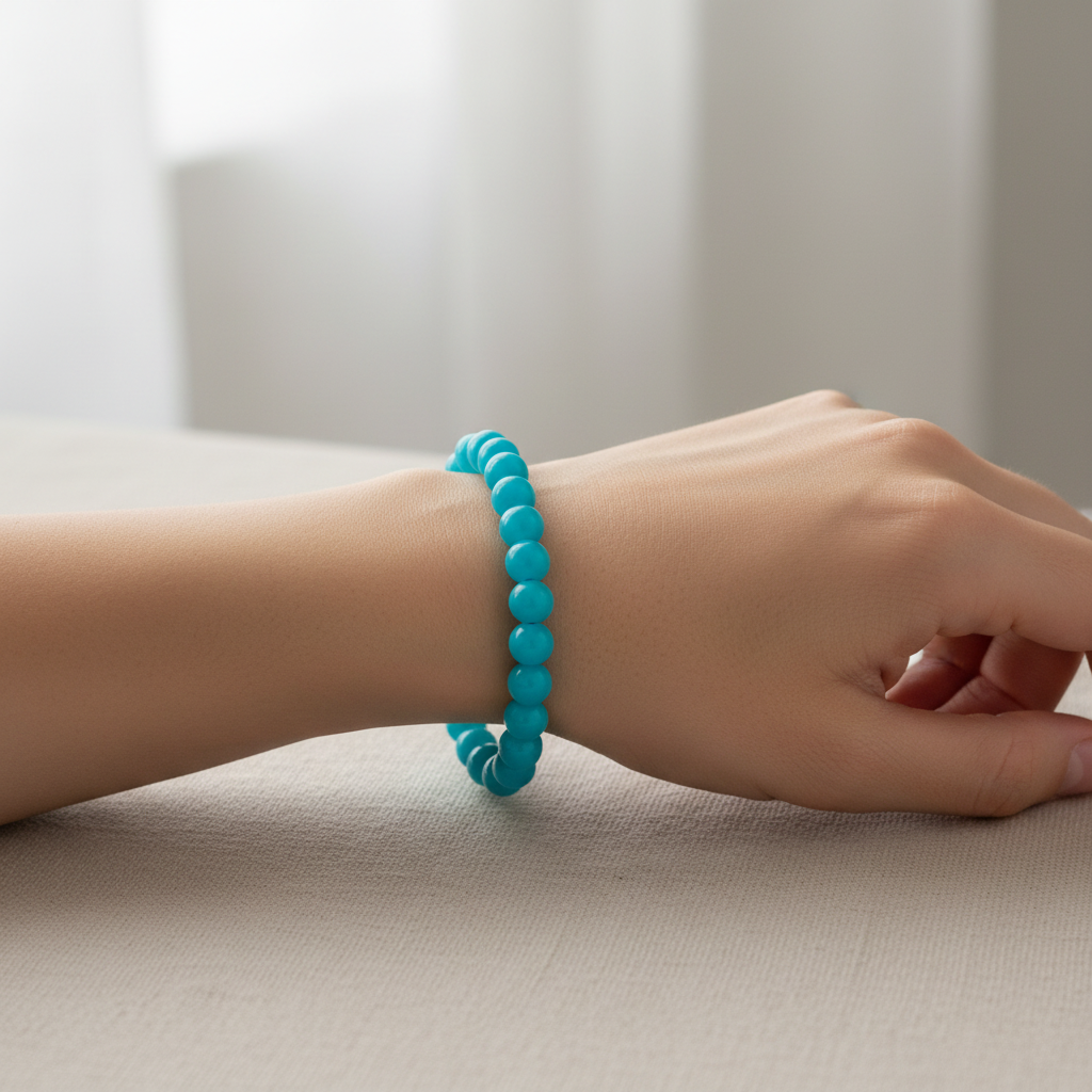 Sky Blue Elastic Bracelet – product view 1 by LV Homemade