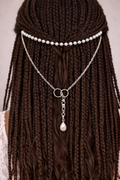 Hair Jewelry with Silver Chain with Pink Pearl Bead – product view 1 by LV Homemade