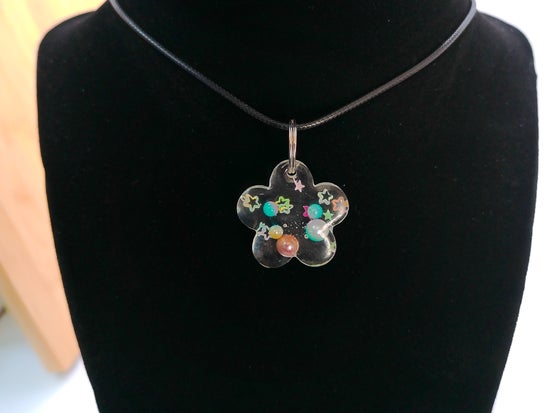 Stars and Spheres Resin Necklace – product view 2 by LV Homemade