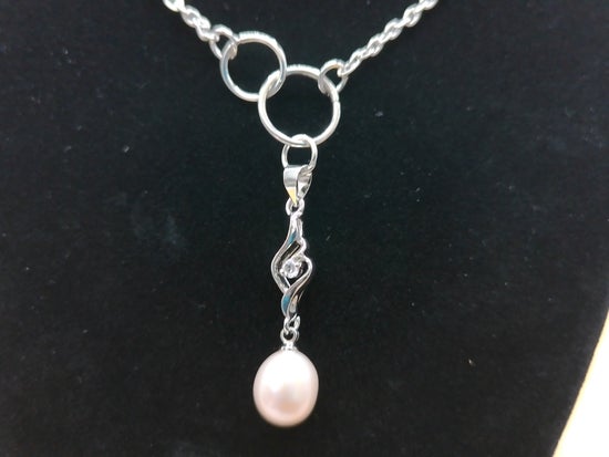 Hair Jewelry with Silver Chain with Pink Pearl Bead – product view 3 by LV Homemade