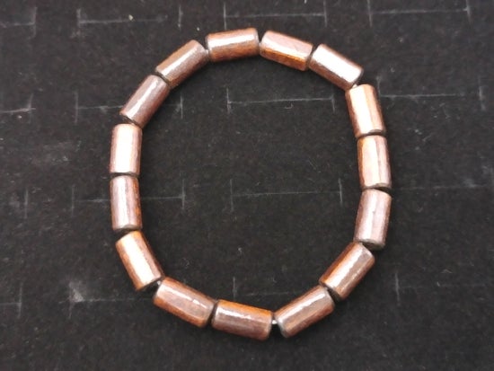 Dark Brown Wood Elastic Bracelet – product view 2 by LV Homemade
