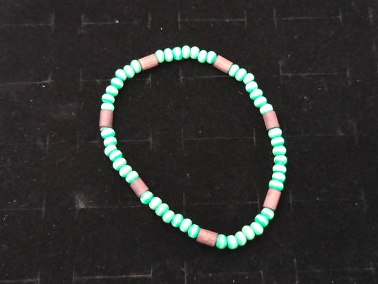 Teal Wood Elastic Bracelet – product view 2 by LV Homemade