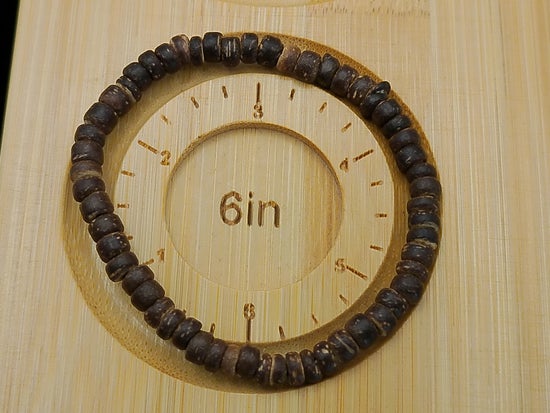 6" Light and Dark Brown Wood Elastic Bracelet – product view 2 by LV Homemade