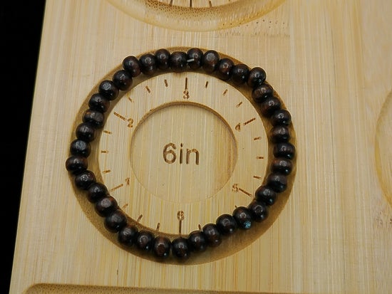 Dark Brown Wood Bead Elastic Bracelet – product view 2 by LV Homemade