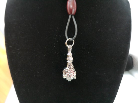 Lighthouse pendent with Pink Bead – product view 2 by LV Homemade