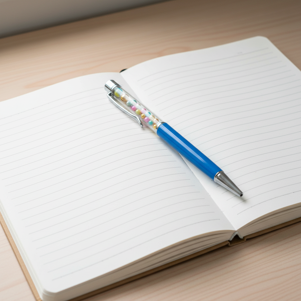 Royal Blue Pen with Little Beads – product view 1 by LV Homemade