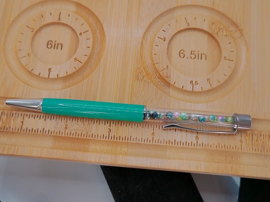 Turquoise Pen with Multi-Colored Beads – product view 3 by LV Homemade