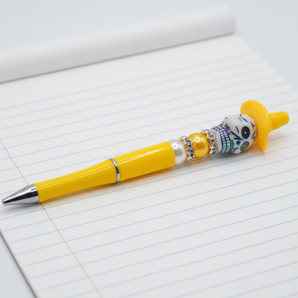 Pen Yellow Skull and Cowboy Hat – product view 1 by LV Homemade