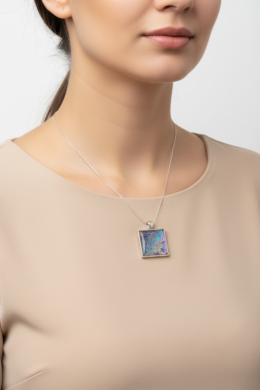 Square Butterfly Wing Pendant – product view 1 by LV Homemade