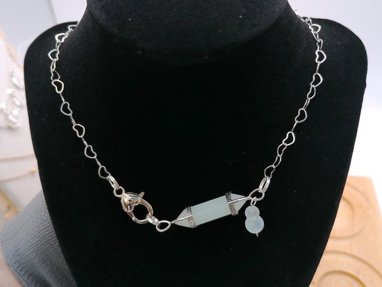 White Crystal Neckalce with Silver Chain – product view 2 by LV Homemade