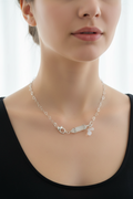 White Crystal Neckalce with Silver Chain – product view 1 by LV Homemade
