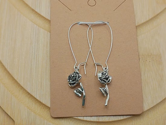 Silver Rose Earrings – product view 2 by LV Homemade