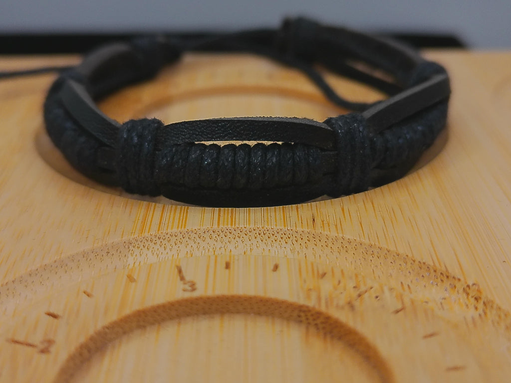 Braided Black Leather Bracelet – product view 2 by LV Homemade