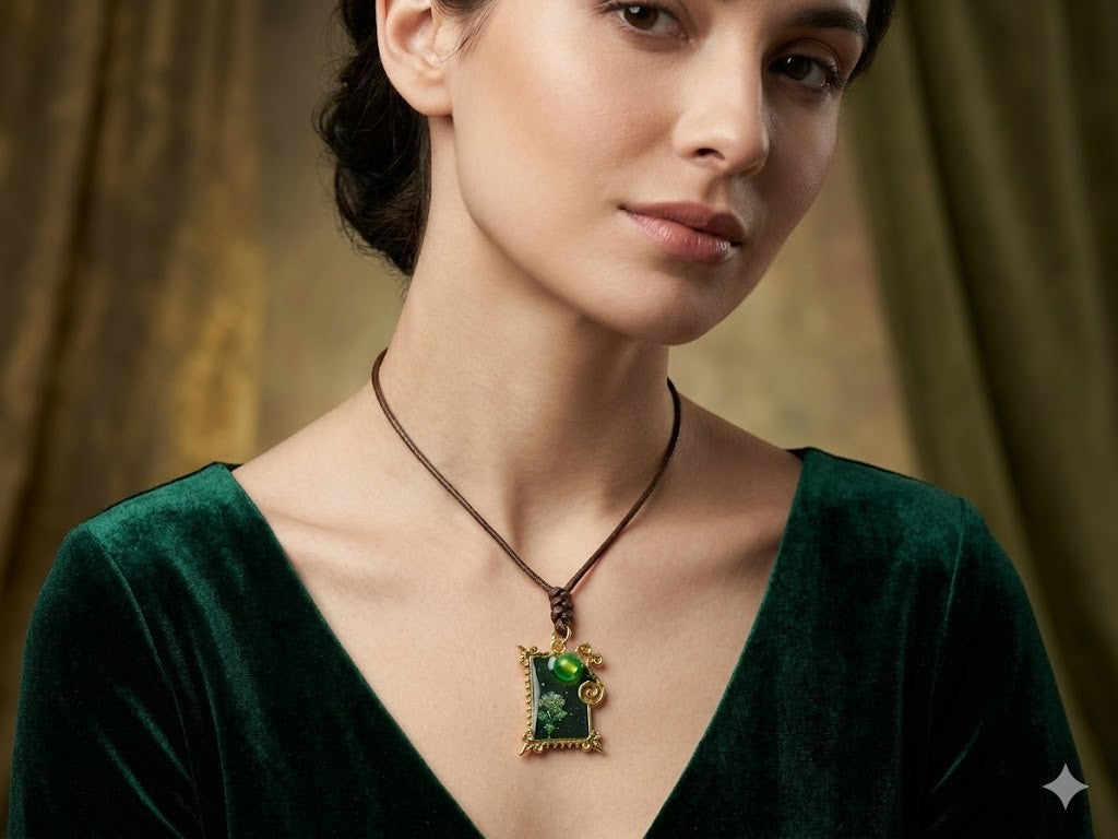 Emerald rose pendant – product view 1 by LV Homemade