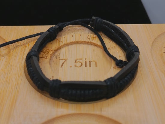 Braided Black Leather Bracelet – product view 3 by LV Homemade