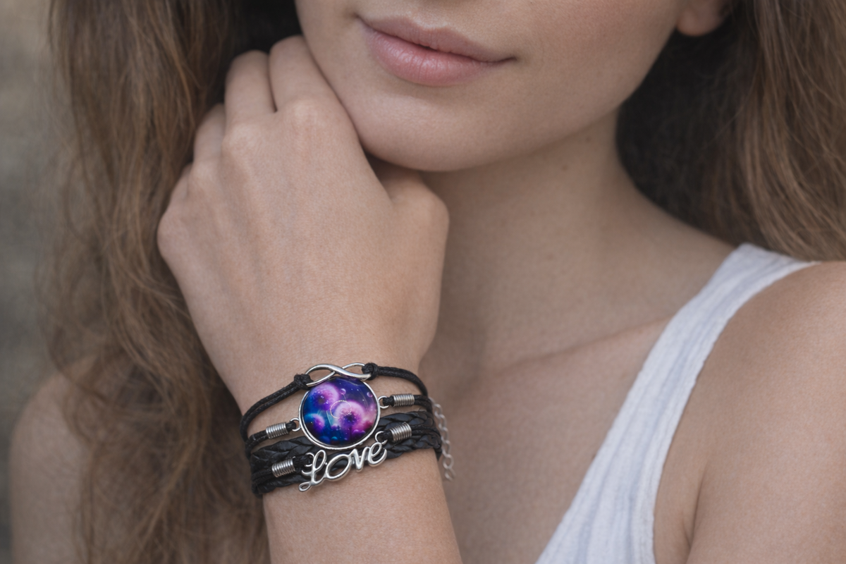 Galaxy Dandelions Love Bracelet – product view 1 by LV Homemade