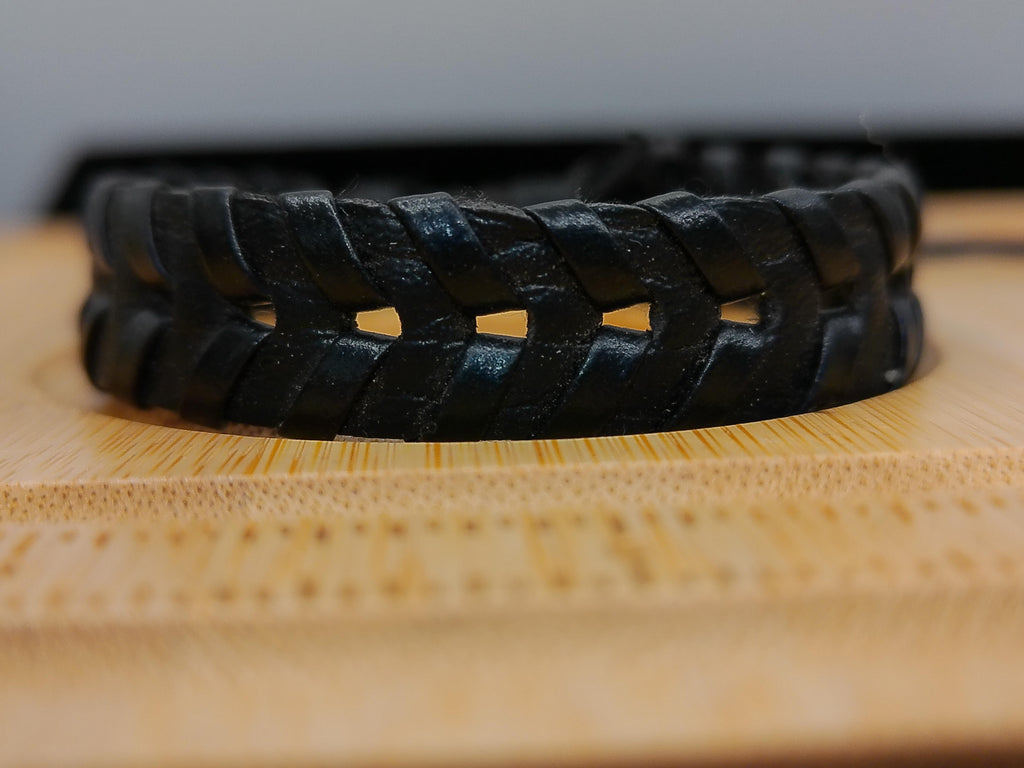 Black Leather Bracelet – product view 2 by LV Homemade