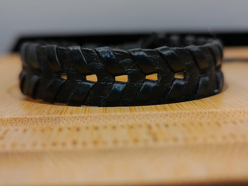 Black Leather Bracelet – product view 2 by LV Homemade