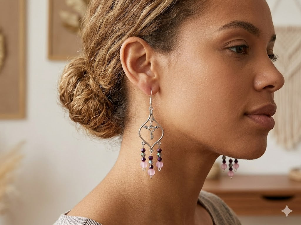 Wings of your Heart Chandelier Earrings – product view 1 by LV Homemade