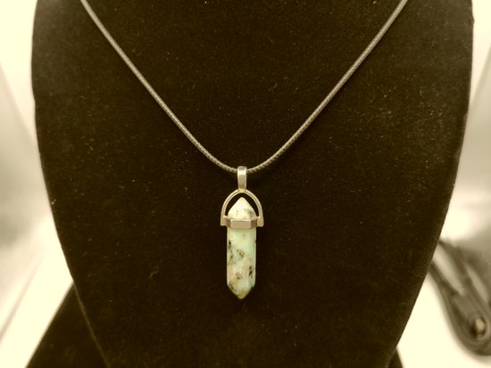 Light Green Crystal Necklace with Black – product view 2 by LV Homemade