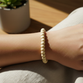 White Wood Elastic Bracelet – product view 1 by LV Homemade