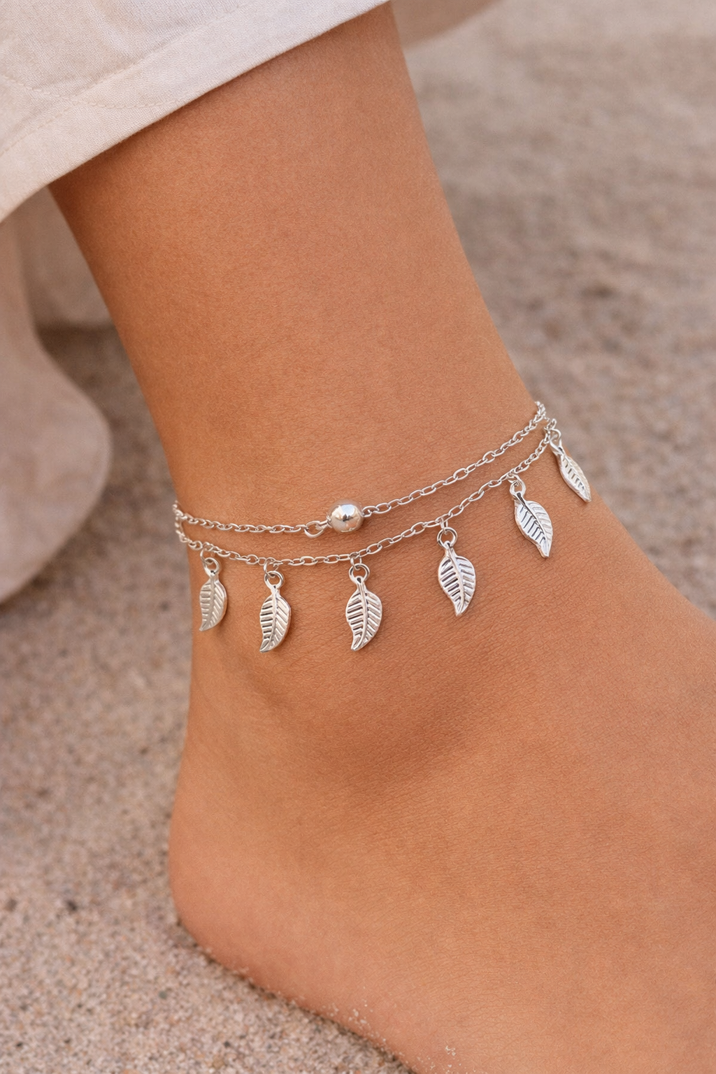 Silver Whisper Anklet – product view 1 by LV Homemade