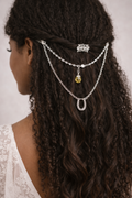 Silver "Good Luck" Horseshoe with Yellow Jewel – product view 1 by LV Homemade
