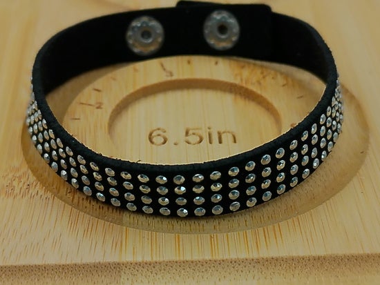 Black Leather with Silver Jewels – product view 2 by LV Homemade