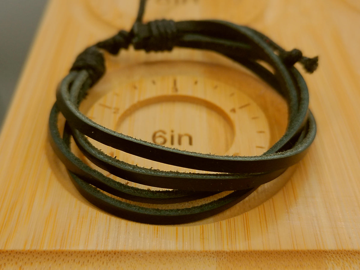 Black Leather Bracelet – product view 2 by LV Homemade