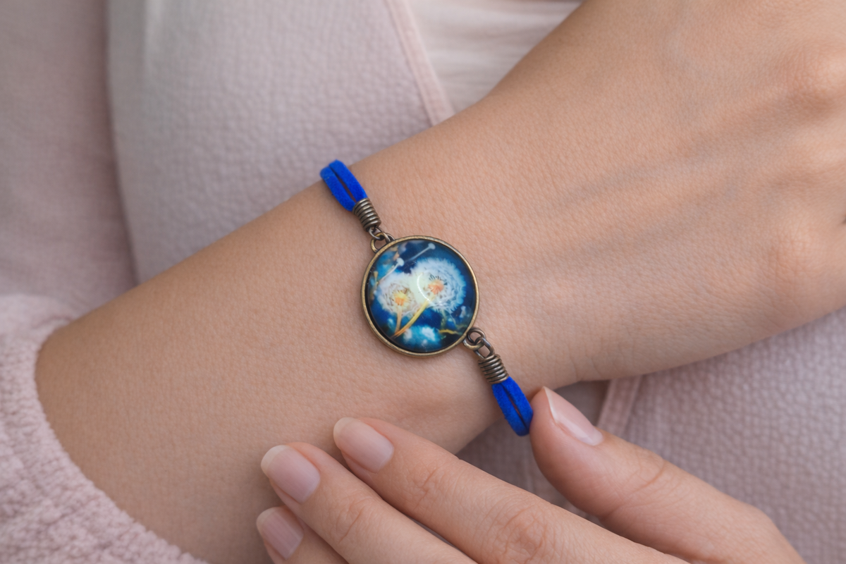 Blue Dandelion Bracelet – product view 1 by LV Homemade