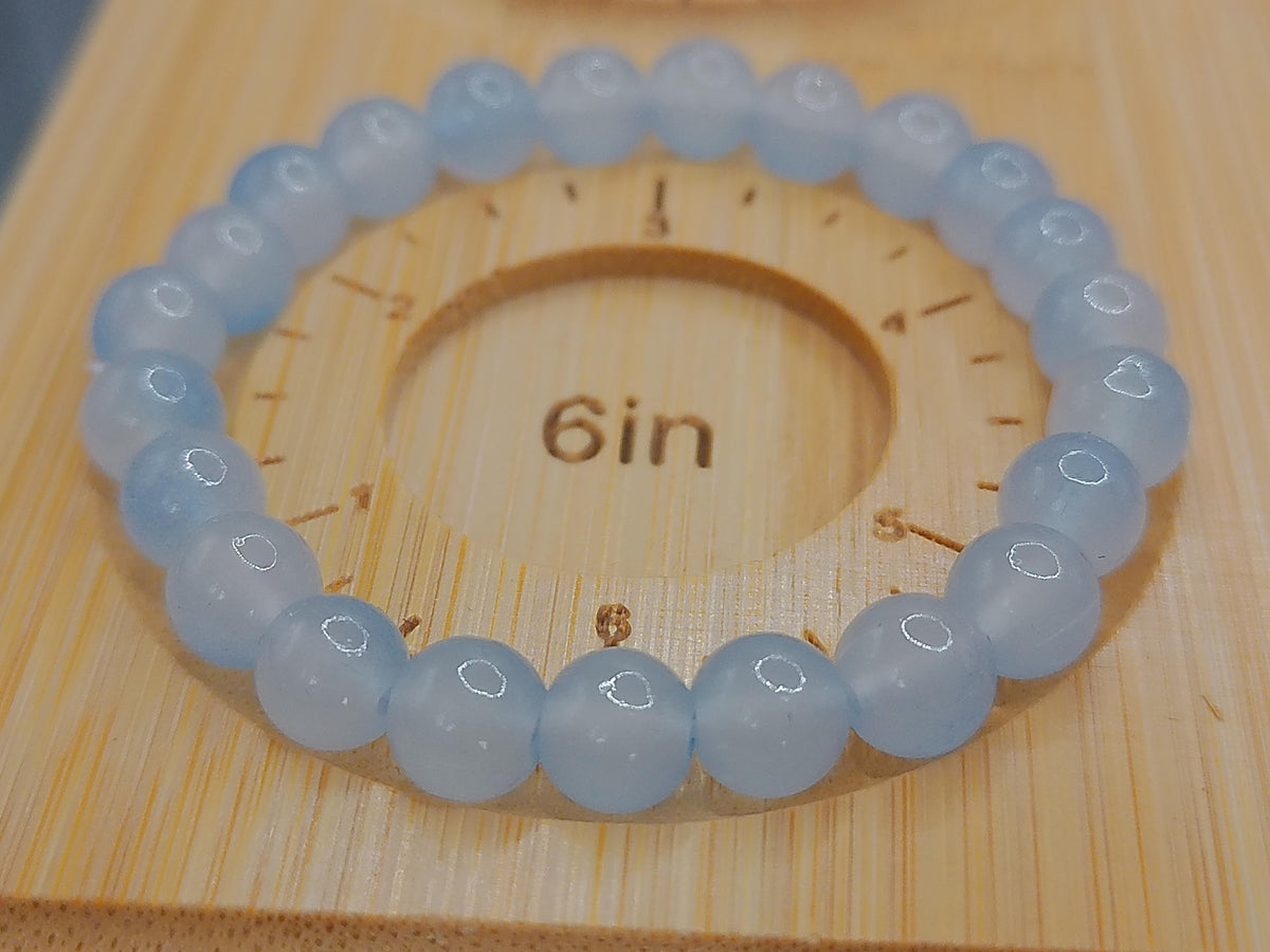 Light Blue Elastic Bracelet – product view 2 by LV Homemade