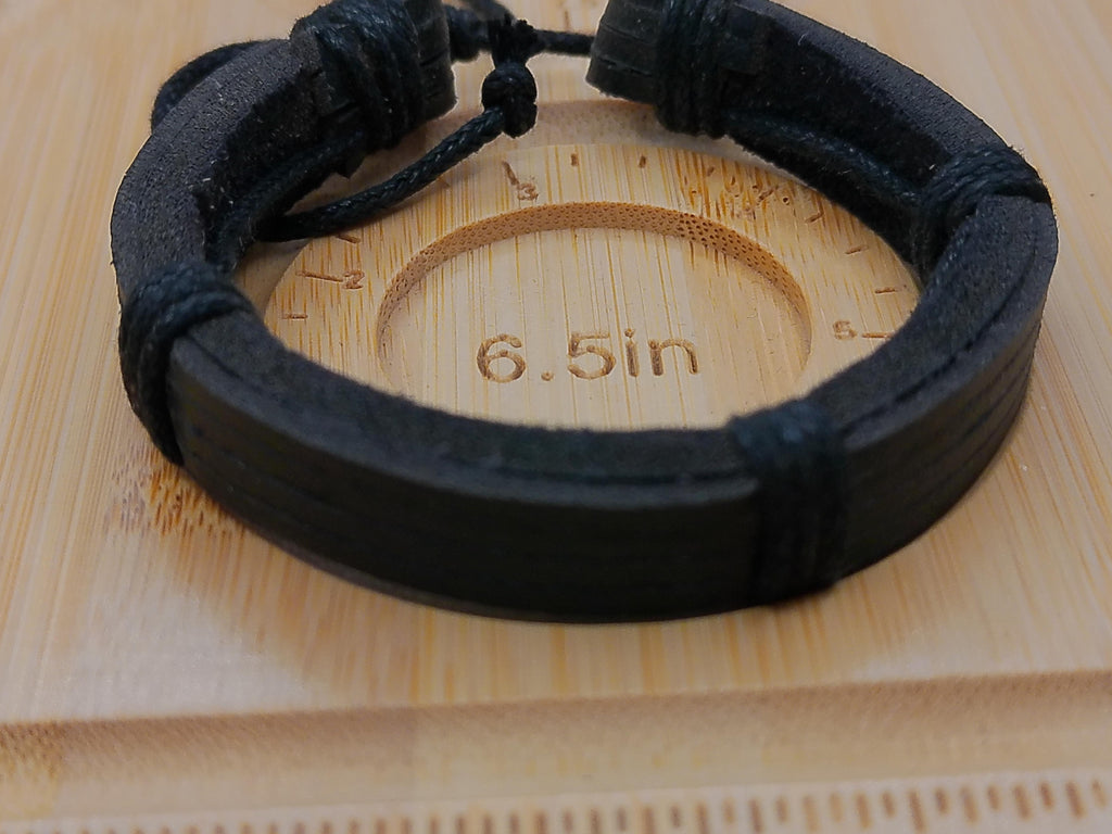 Black Leather Bracelet – product view 2 by LV Homemade
