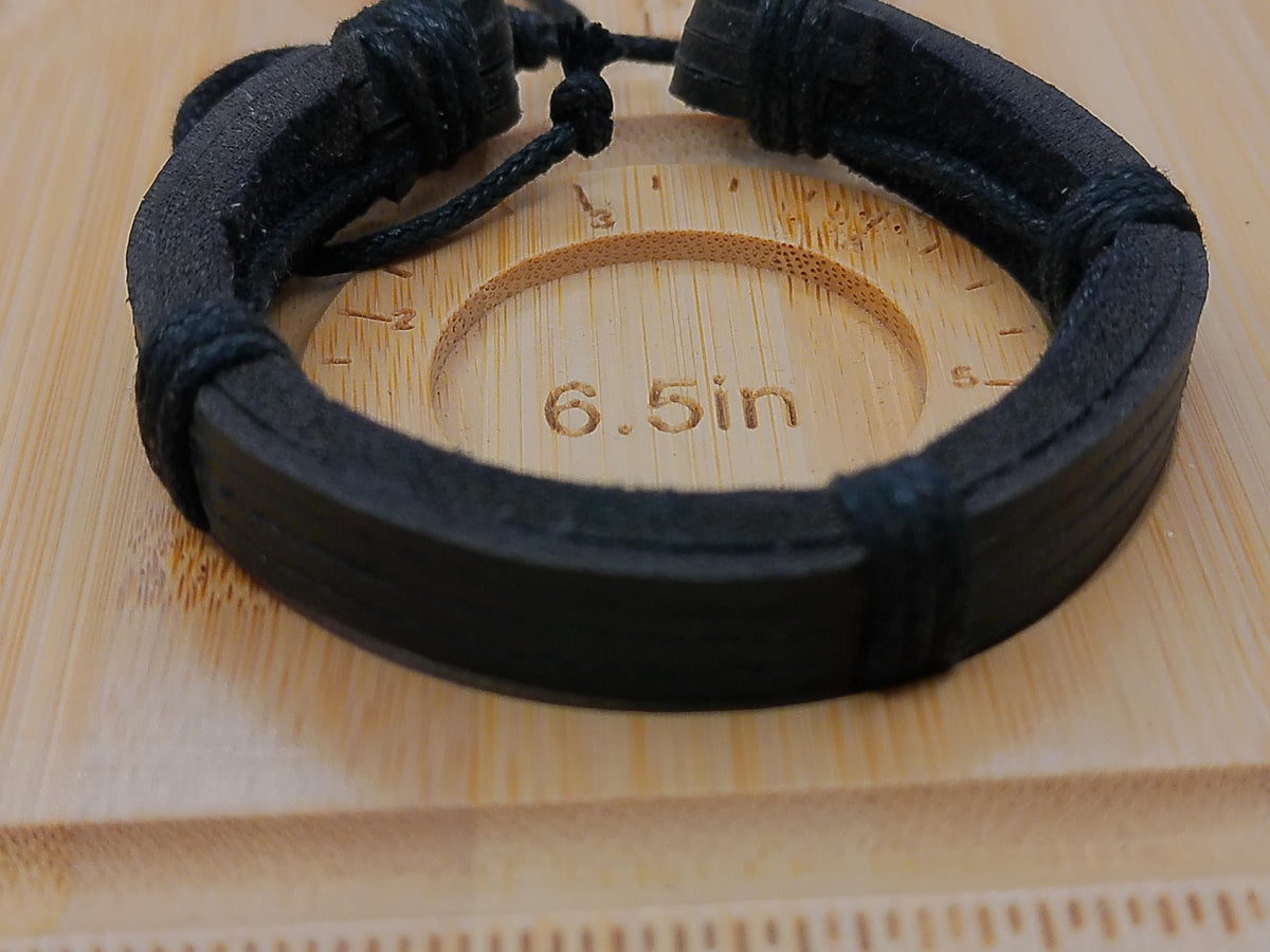 Black Leather Bracelet – product view 2 by LV Homemade