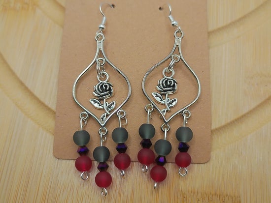 Crimson & Ash Rose Chandelier Earrings