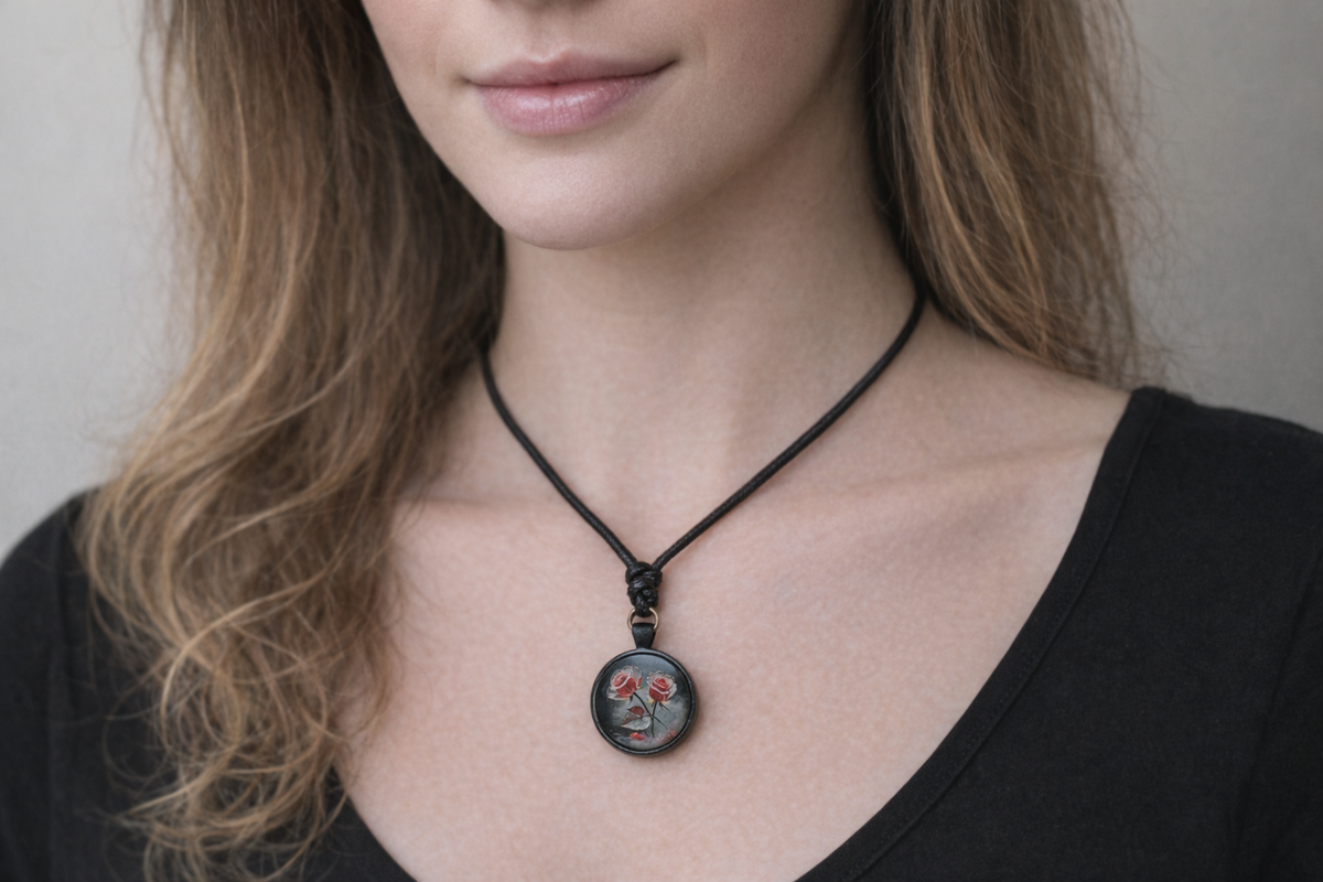 Crimson Rose Necklace – product view 1 by LV Homemade