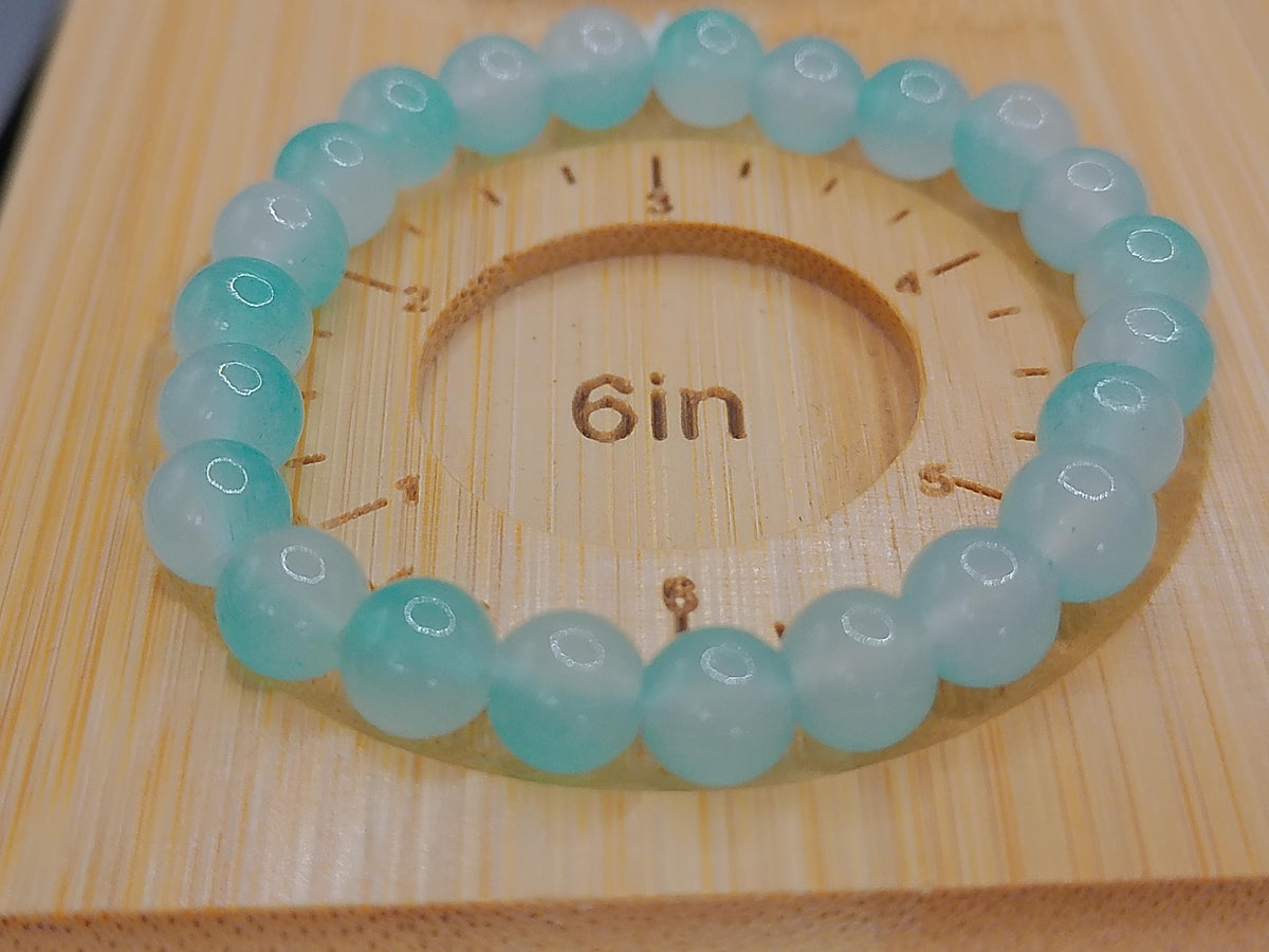 6" White and Blue Elastic Bracelet – product view 2 by LV Homemade