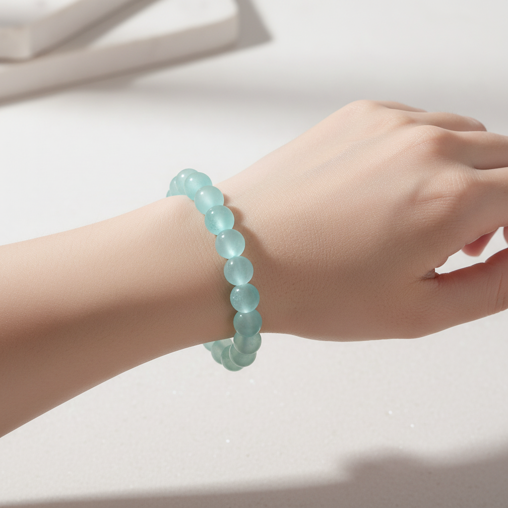 6" White and Blue Elastic Bracelet – product view 1 by LV Homemade